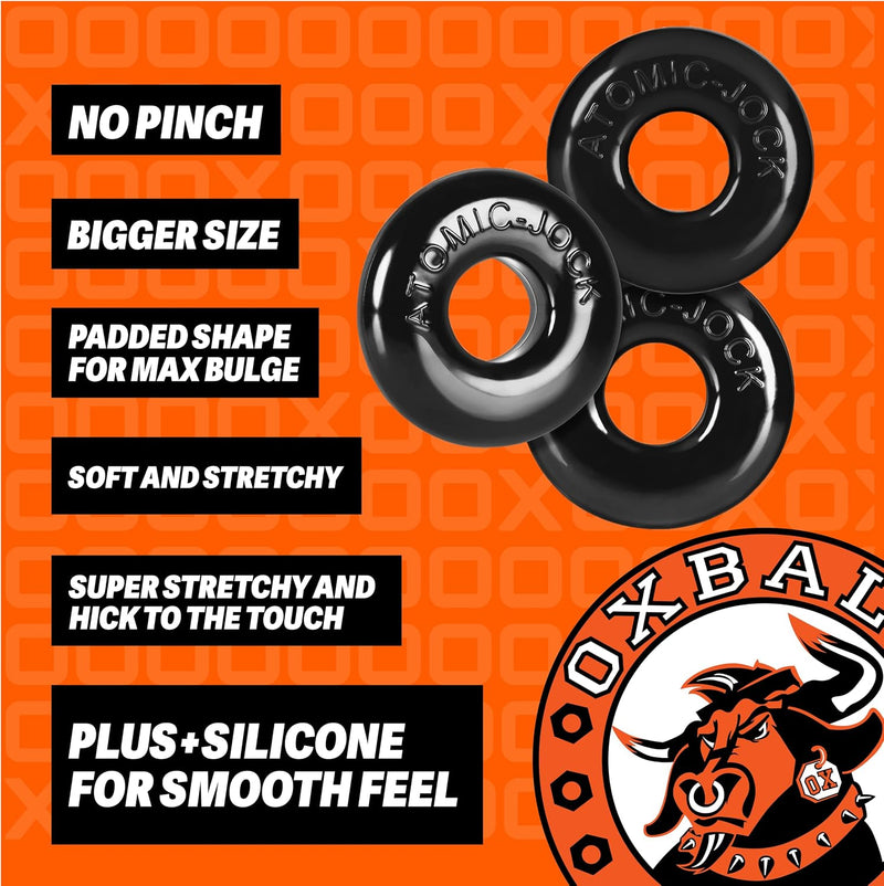Oxballs Ringer Cockring 3 Pack - Small - Black
