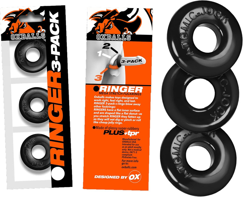 Oxballs Ringer Cockring 3 Pack - Small - Black