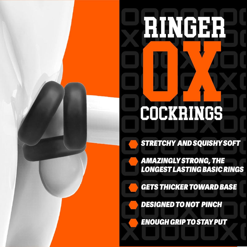 Oxballs Ringer Cockring 3 Pack - Small - Black