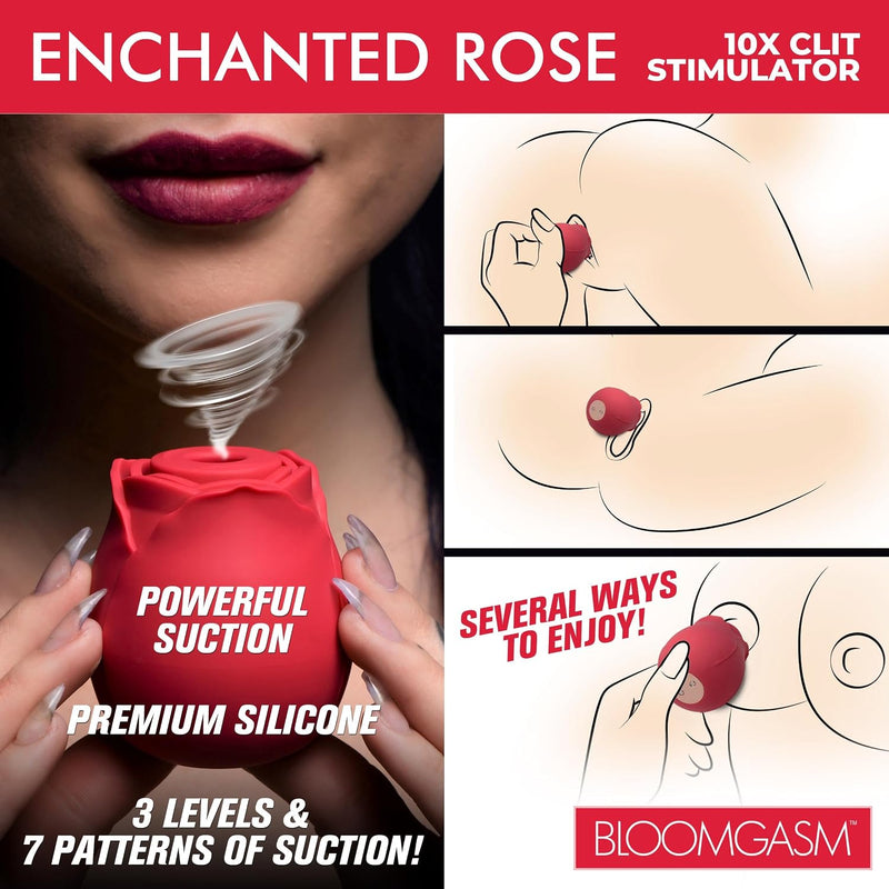 XR Brands Inmi - Bloomgasm Wild Rose Silicone Suction Stimulator - Red