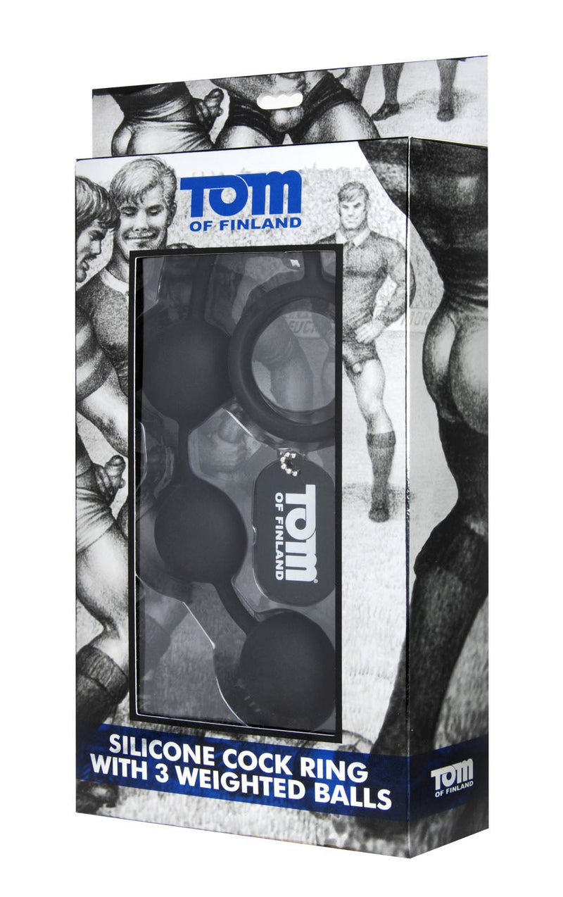 XR Brands Tom of Finland Silicone Cock Ring With 3 Weighted Balls