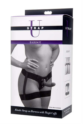 XR Brands Bardot Elastic Strap on Harness With Thigh Cuffs