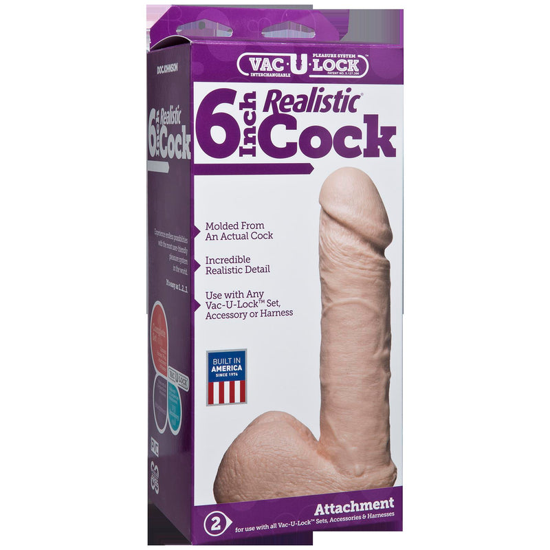 Doc Johnson Vac-U-Lock 6 Inch Realistic Cock - White