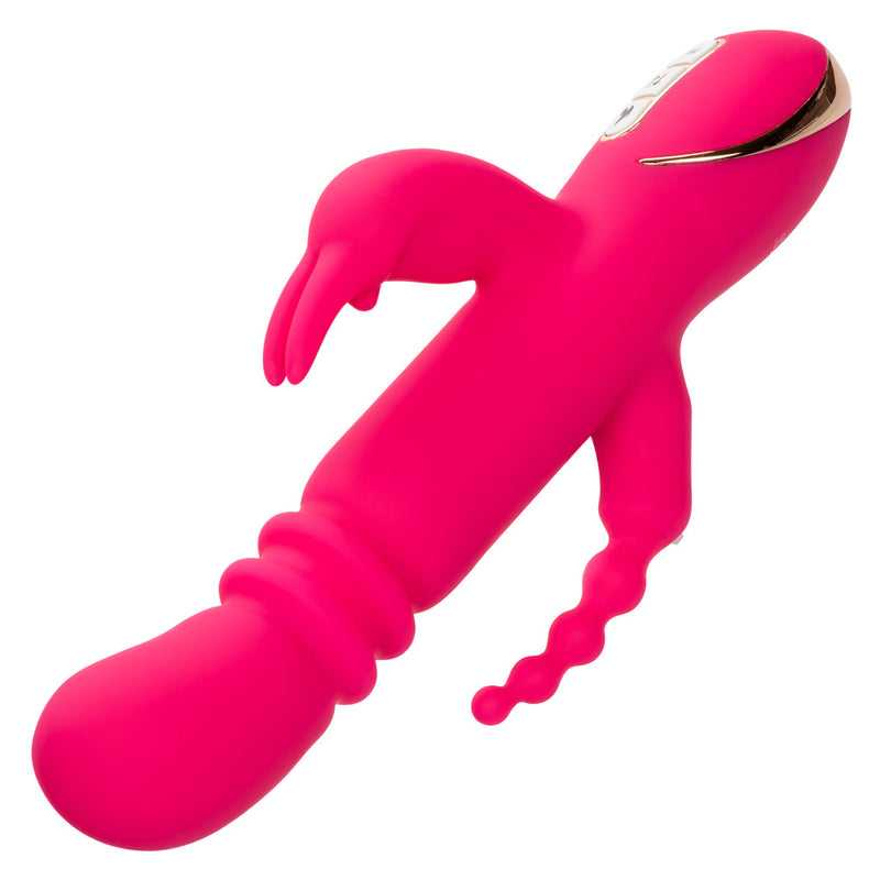 CalExotics Jack Rabbit Signature Heated Silicone Triple Fantasy Rabbit - Pink