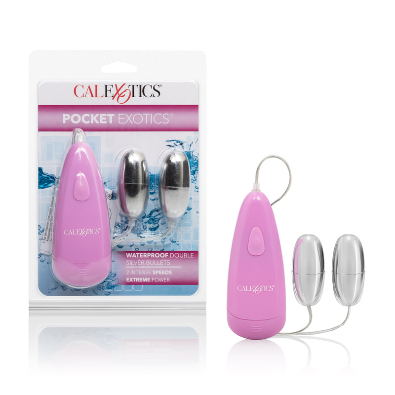CalExotics Pocket Exotics Waterproof Double Silver Bullets - Pink