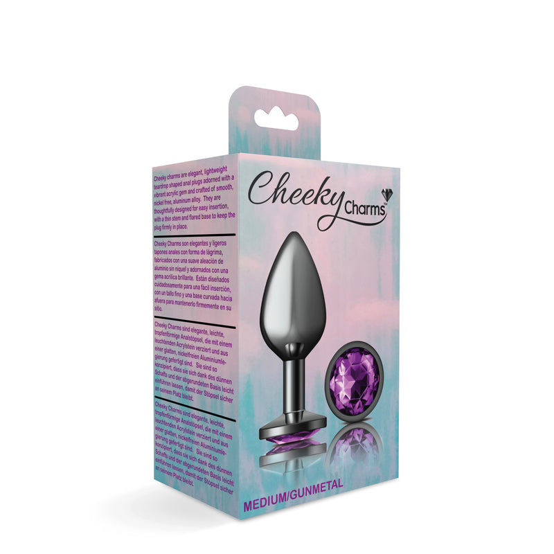 Viben Purple Round Gem Gunmetal Metal Plug - Md