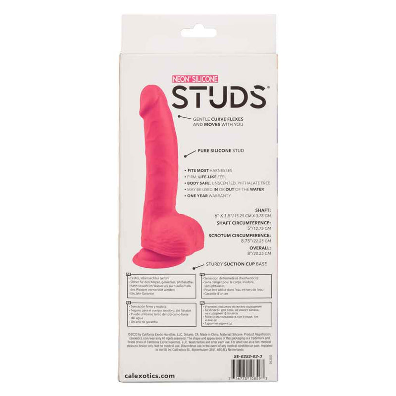 CalExotics Neon Silicone Studs 6 Inch - Pink
