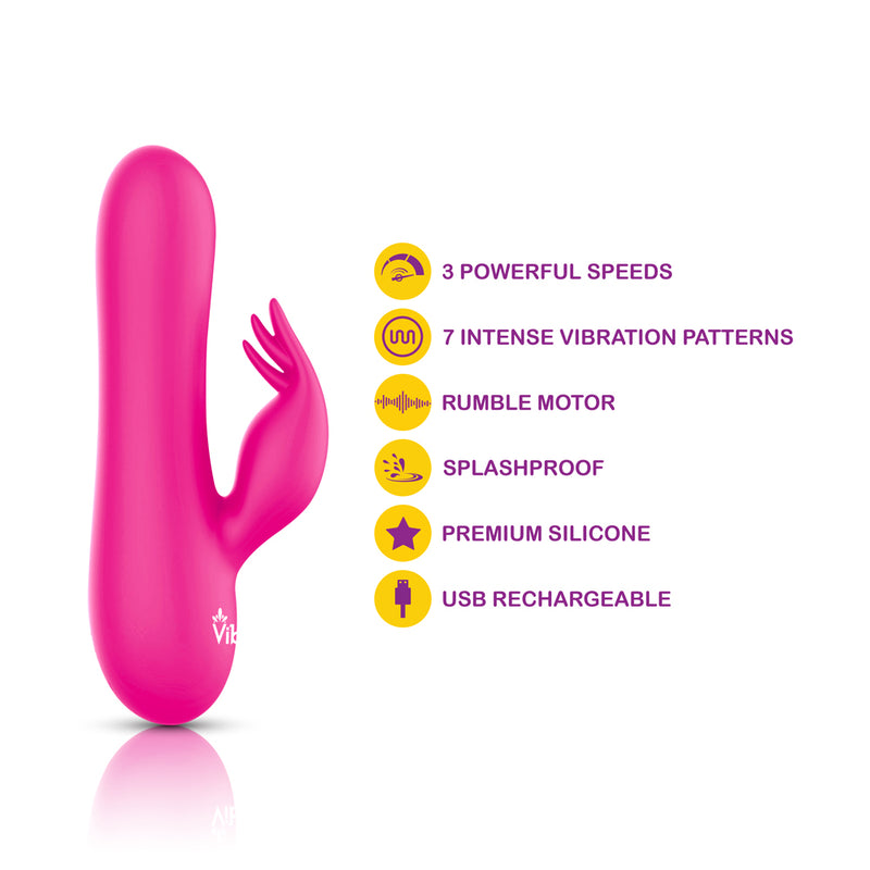 Viben Freyja Mini Triple Ticklers Rabbit Vibe - Hot Pink