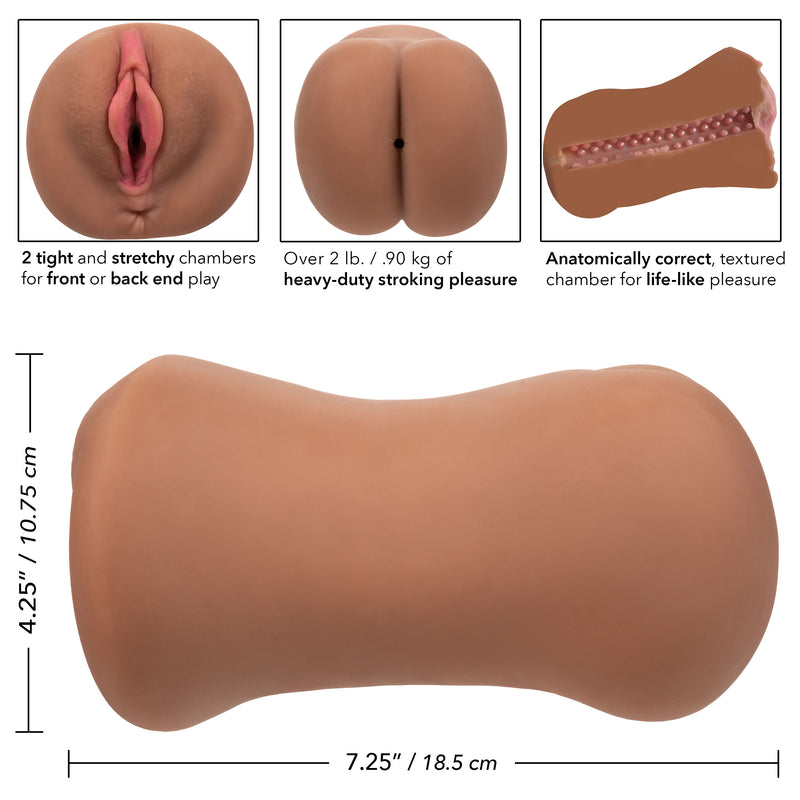 CalExotics Stroke It Dual Entry Pussy and Ass - Brown - Stroker Masturbator - Realistic Pocket Pussy
