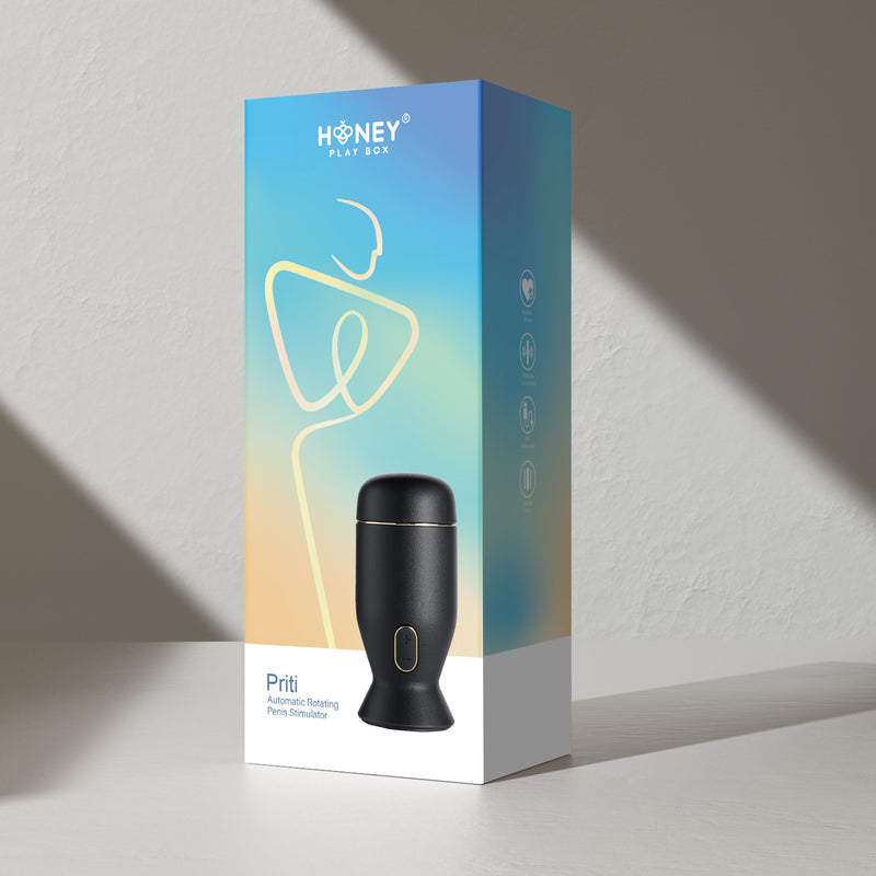 Honey Play Box Priti - Automatic Rotating Penis Stimulator - Black - Automatic Stroker Masturbator - Canister Masturbation Cup