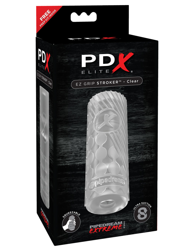 Pipedream PDX Elite EZ Grip Stroker Clear - Stroker Masturbator - Pocket Pussy