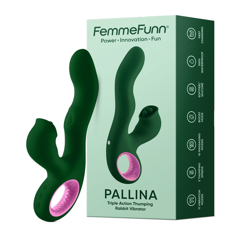 Femme Funn Pallina Triple-Action Rabbit Vibrator - Green