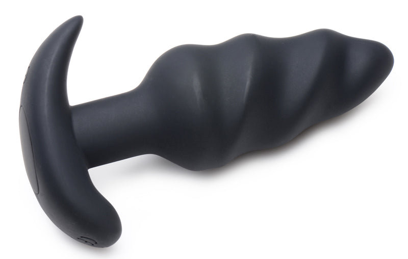 XR Brands 21x Silicone Swirl Plug With Remote -Black