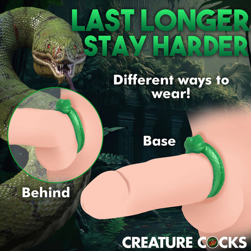 XR Brands Serpentine Silicone Cock Ring - Green