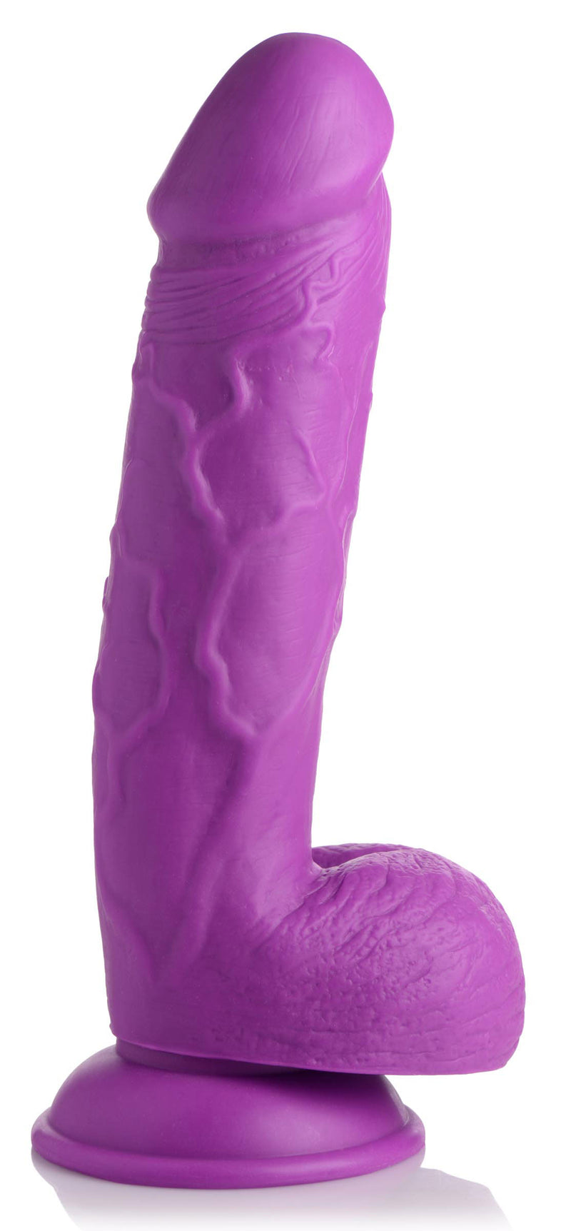 XR Brands Pop Pecker 8.25 Inch Dildo With Balls - Purple