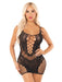 "Black Lace and Net Mini Dress - With Dual Strap Detail - Os LA-81669BLKOS"