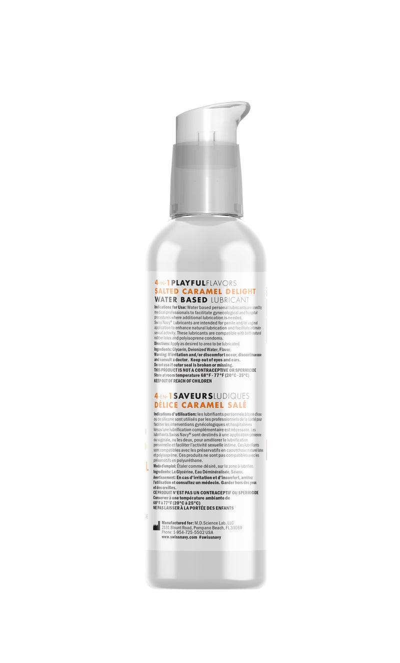 M.D. Science Lab Swiss Navy 4-in-1 Playful Flavors - Salted Caramel Delight - 4 Fl. Oz.