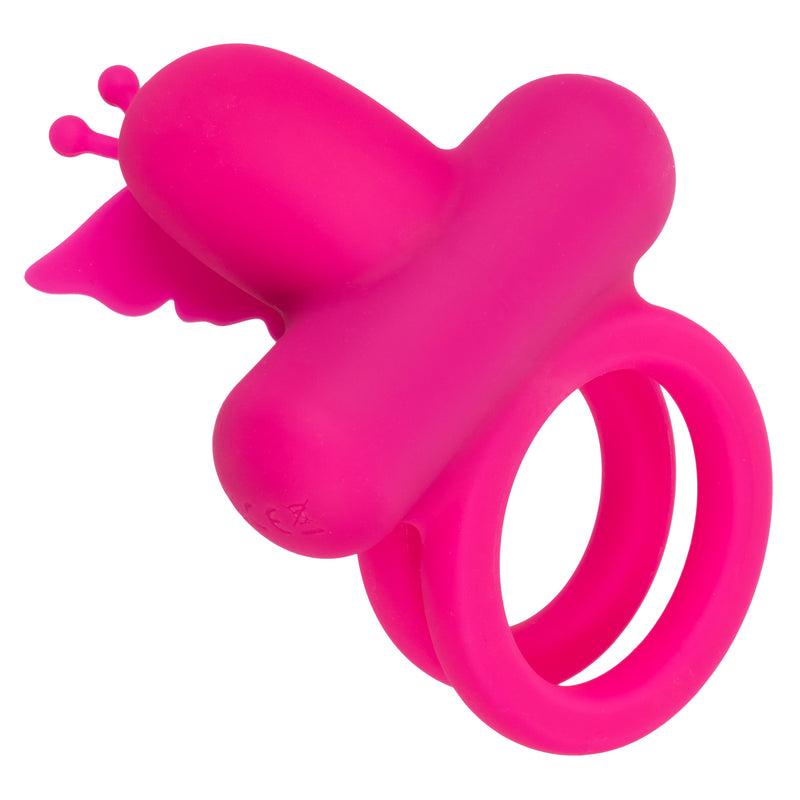 CalExotics Silicone Rechargeable Dual Butterfly Ring - Pink