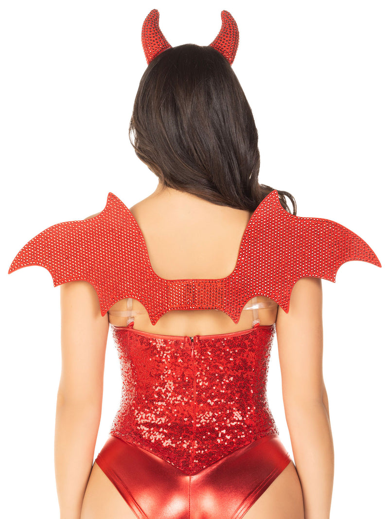 Leg Avenue 2 Pc Devil Kit, Includes Wings and Headband - Red