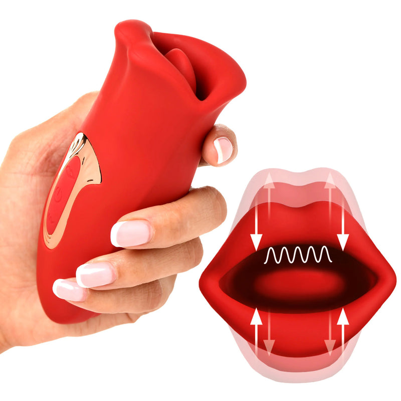 XR Brands Lickgasm Kiss and Tell Mini Kissing and Vibrating Clitoral Stimulator - Red