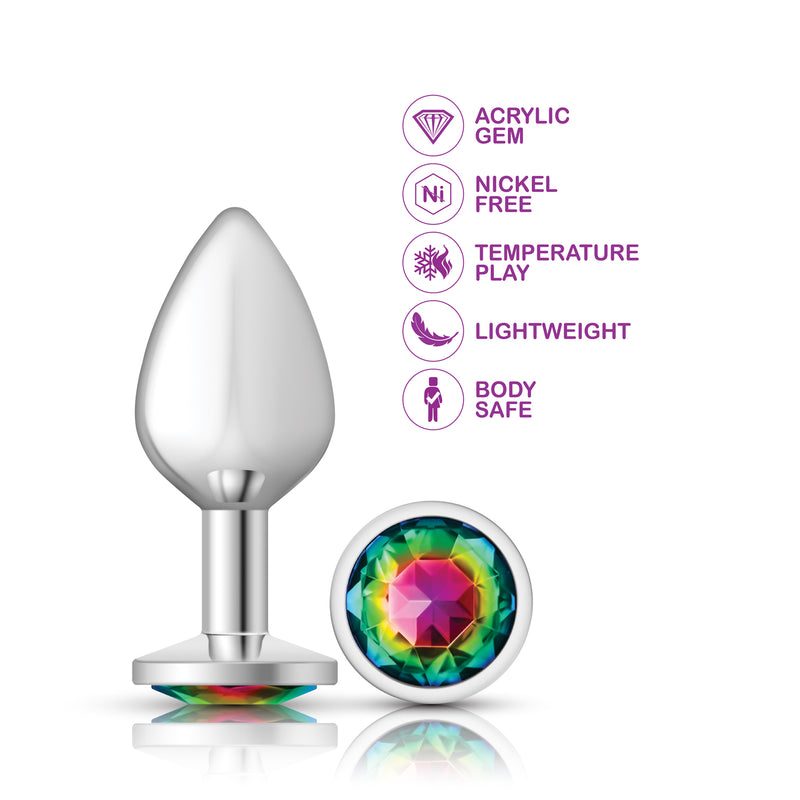 Viben Rainbow Round Gem Silver Metal Plug - Md