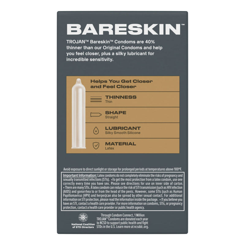 Paradise Marketing Trojan Sensitivity Bareskin Lubricated Condoms - 10 Pack