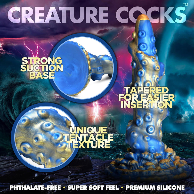 XR Brands Lord Kraken Tentacled Silicone Dildo - Blue