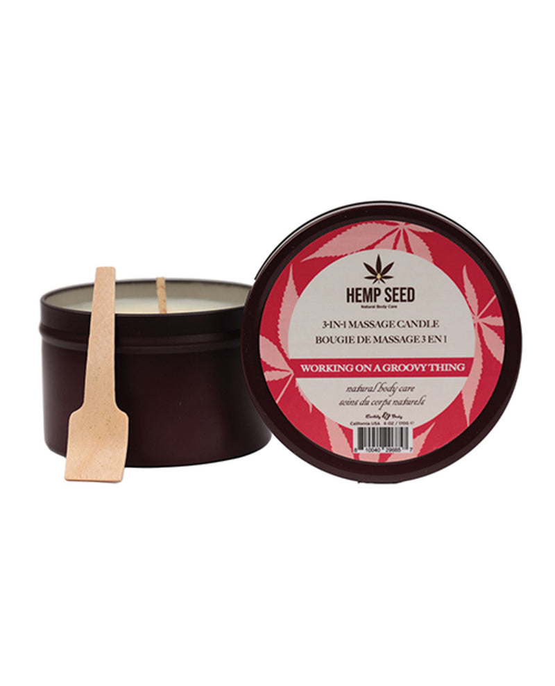 Earthly Body Hemp Seed 3-in-1 Massage Candle - Working on a Groovy Thing 6 Oz