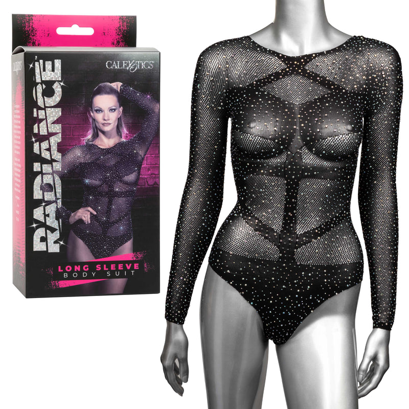 CalExotics Radiance Long Sleeve Body Suit - One Size - Black