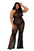 "Flair Leg Bodystocking - Queen Size - Black DG-0468XBLKQ"