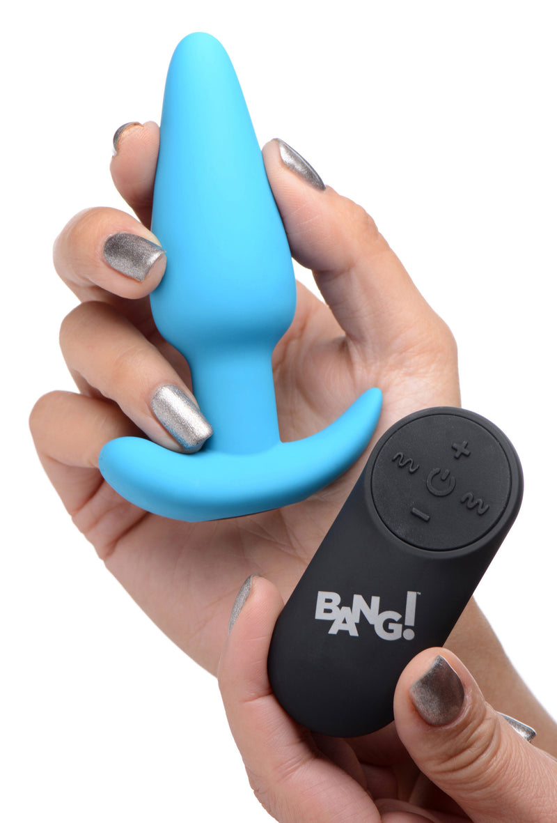 XR Brands 21x Silicone Butt Plug With Remote - Blue