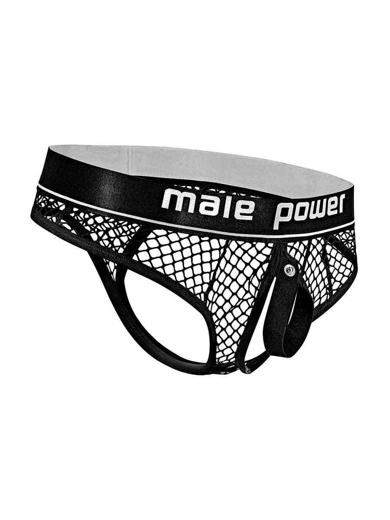 Male Power Cock Pit Net Cock Ring Thong - S/ M - Black