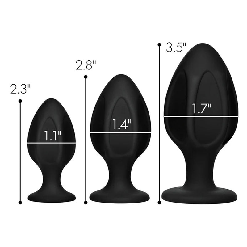 XR Brands Triple Juicers Silicone Anal Trainer Set - Black