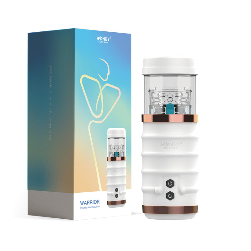 Honey Play Box Warrior Thrusting Male Masturbator - White - Automatic Stroker Masturbator - Canister Masturbation Cup