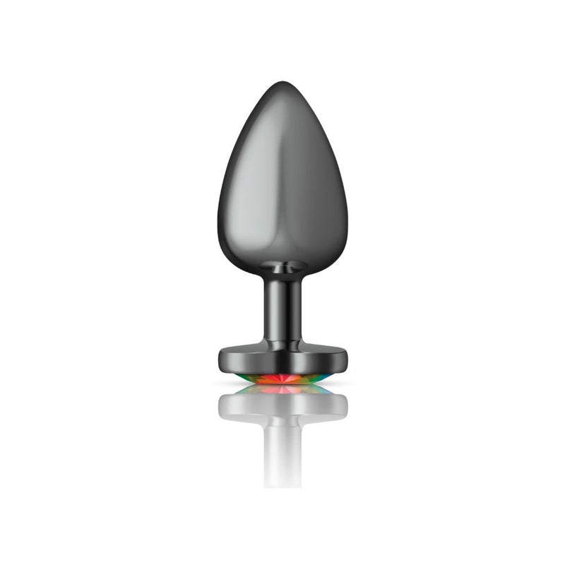 Viben Rainbow Heart Gem Gunmetal Metal Plug - Lg