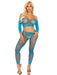 "Rhinestone Fishnet Crop Top and Footless Tights O/s - Neon Blue LA-89354BLUOS"