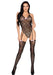 "Mini Heart Trimmed Heart Net Teddy With Attached Stockings - Os - Black LA-89360OSBLK"