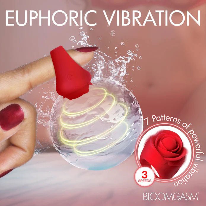 XR Brands Rose Ring Discreet Finger Vibrator - Red