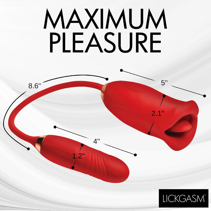 XR Brands Magic Kiss Kissing Clitoral Stimulator With Thrusting Vibrator - Red
