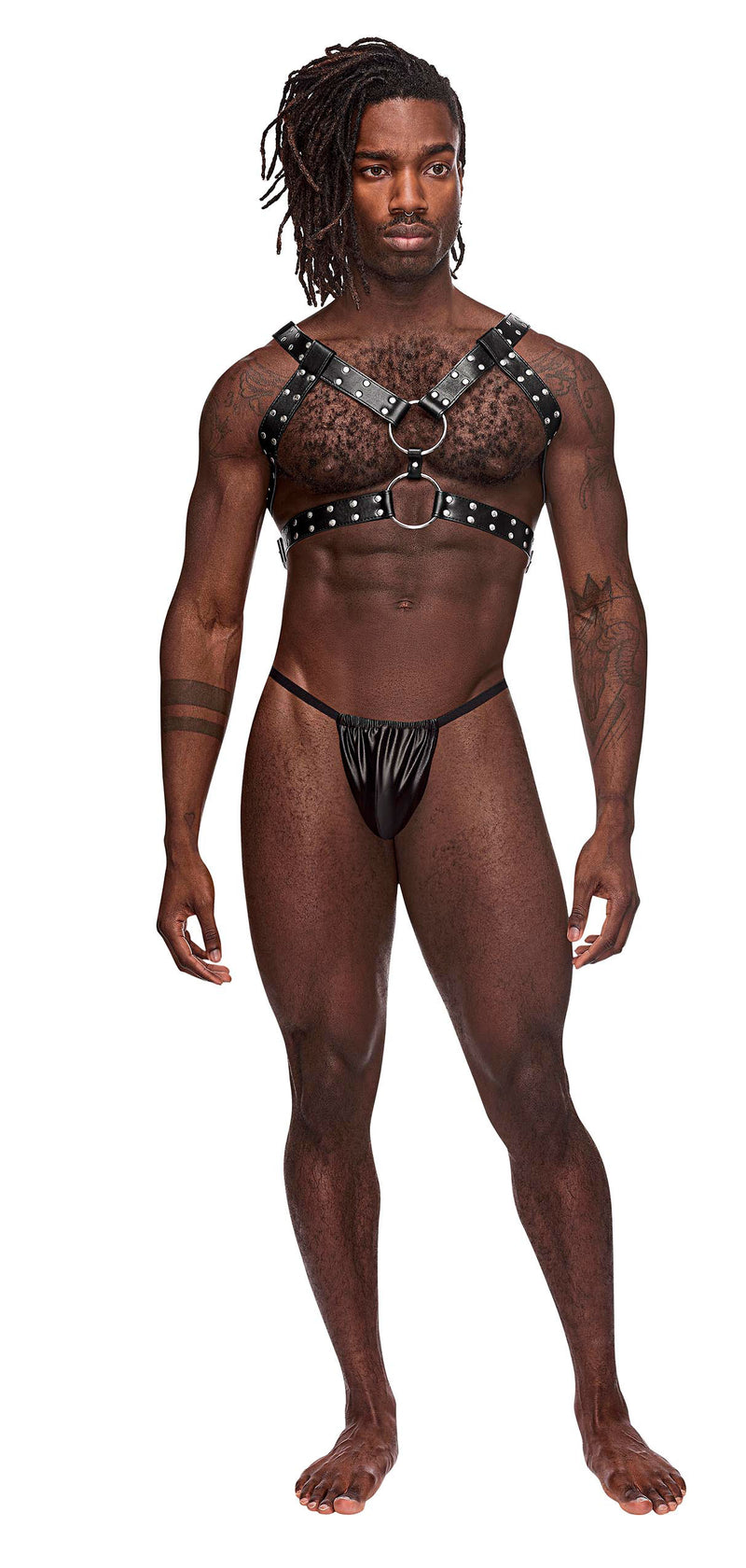 Male Power Gemini Leather Harness - One Size - Black