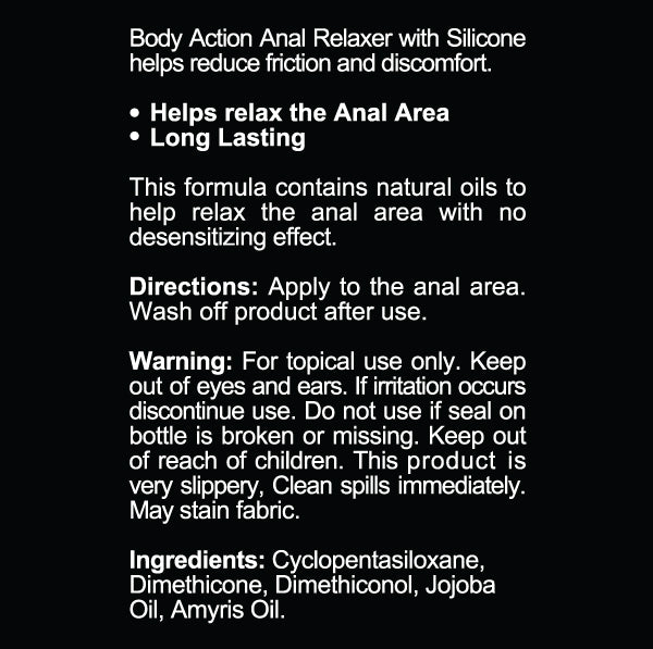 Body Action Body Action Anal Relaxer Silicone Lubricant 1.7 Oz
