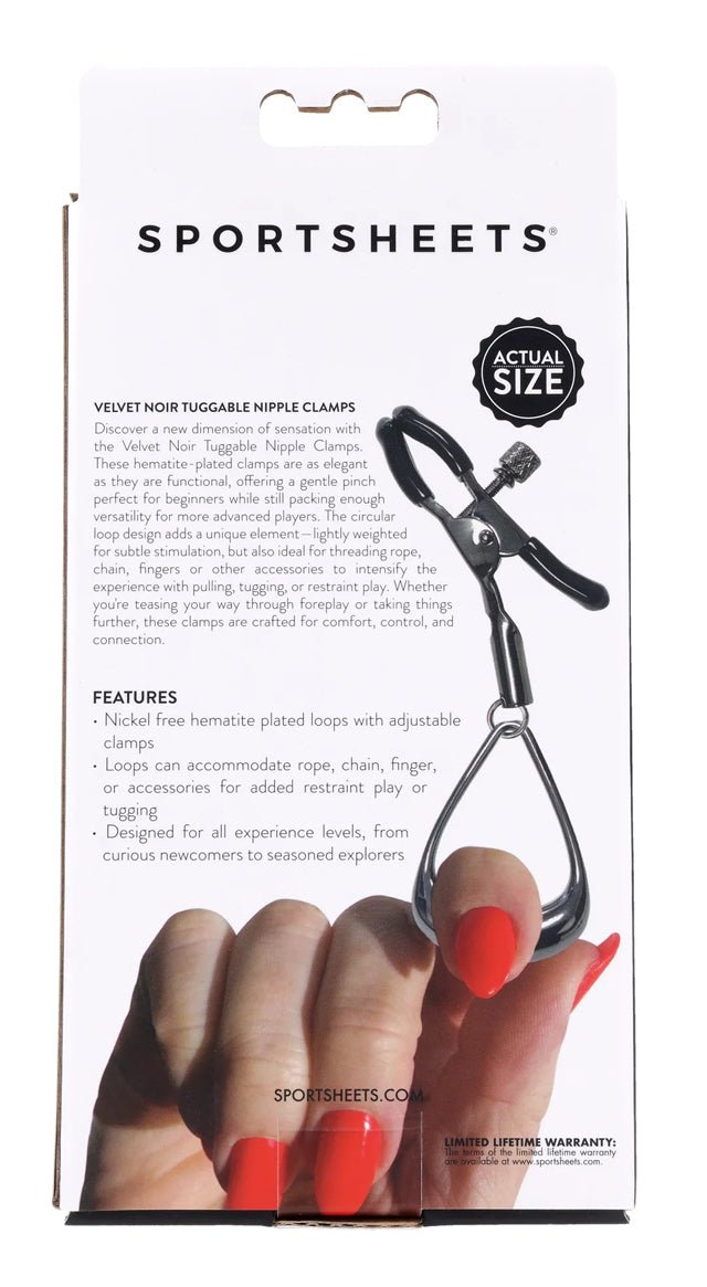 Sportsheets Velvet Noir Tuggable Nipple Clamps