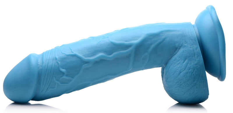 XR Brands Pop Pecker 8.25 Inch Dildo With Balls - Blue