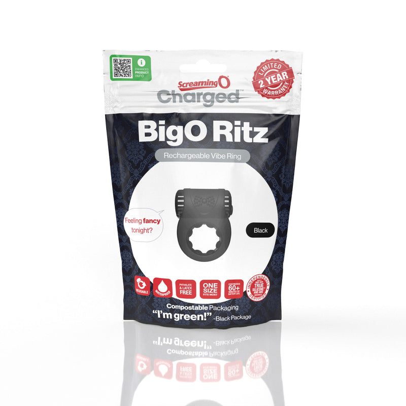 Screaming O Screaming O - Big O Ritz Rechargeable Vibe Ring - Black