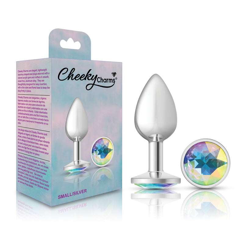 Viben Clear Iridescent Round Gem Silver Metal Plug - Sm