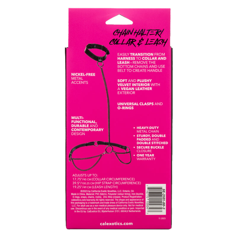CalExotics Euphoria Collection Chain Halter/collar and Leash - Black