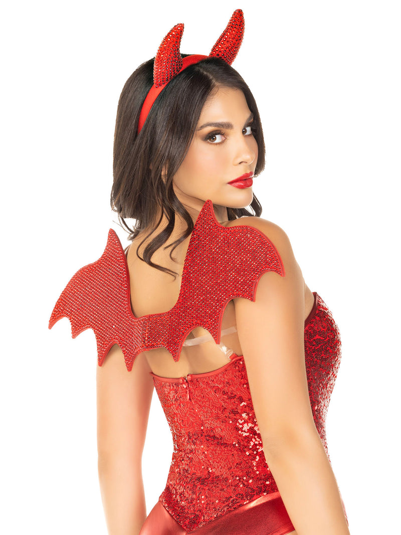 Leg Avenue 2 Pc Devil Kit, Includes Wings and Headband - Red