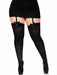 "Satin Bow Opaque Thigh Highs - Queen Size - Black LA-6255QBLK"