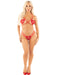"Red 2pc Heart Open Cup Bra and Dual G-String - Os LA-89344REDOS"