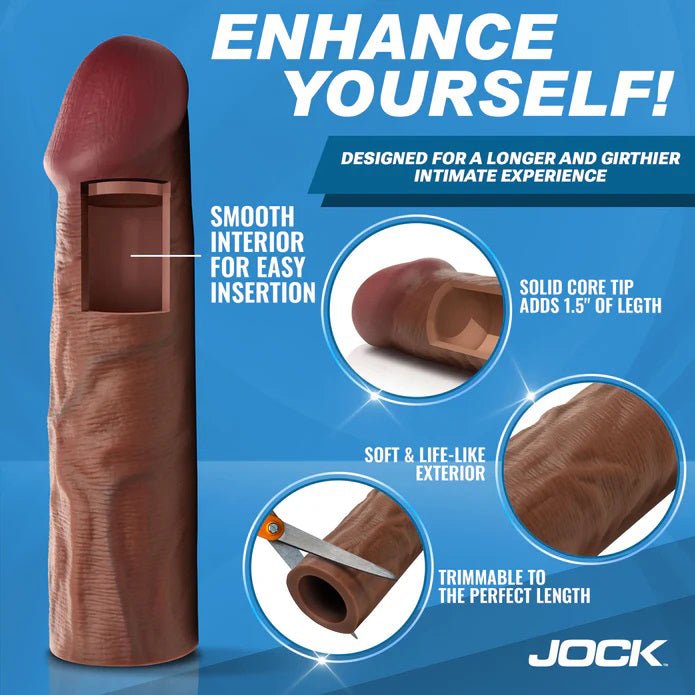 Curve Toys Jock 1.5" Silicone Penis Extension Sleeve - Dark